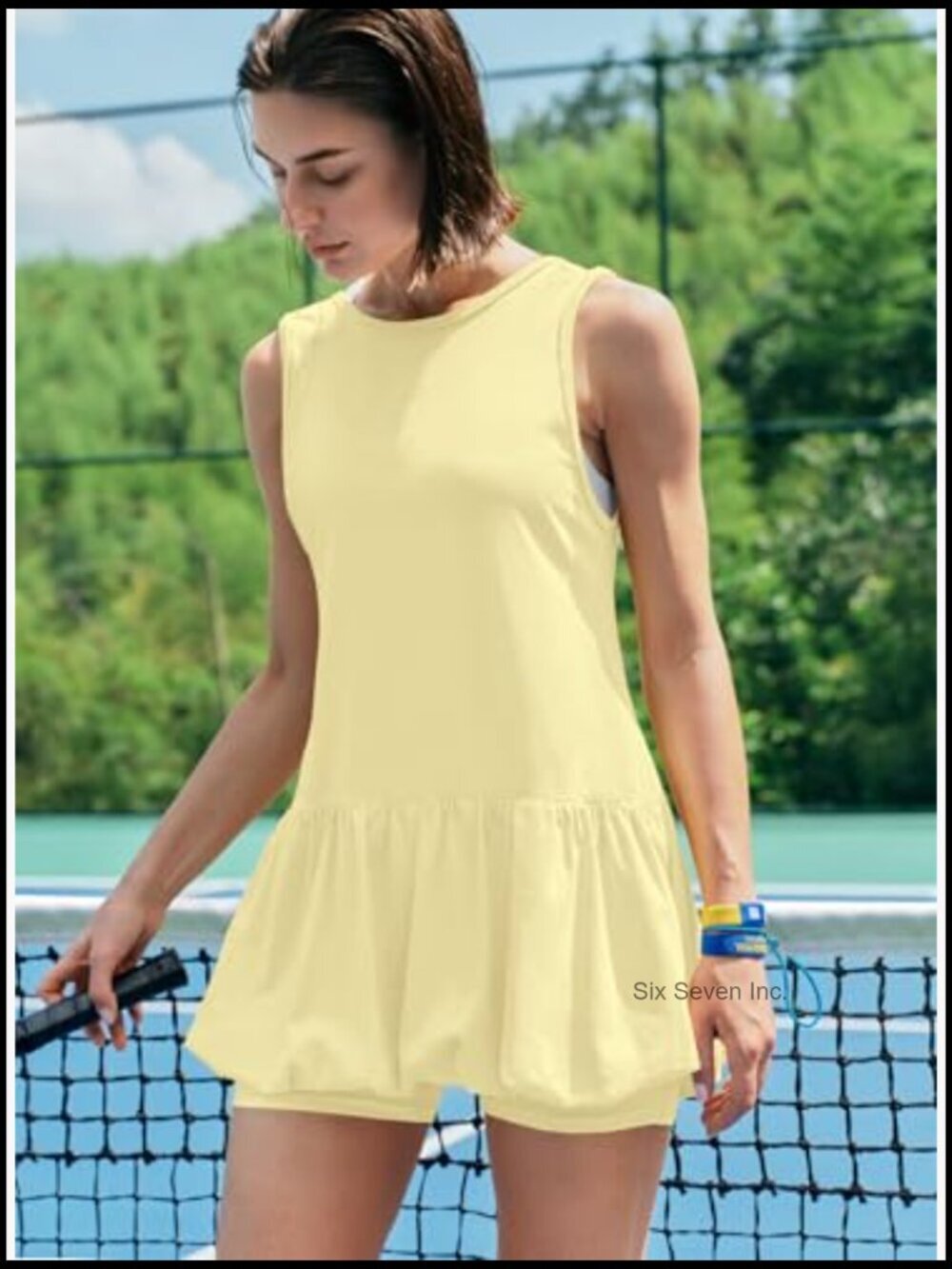 Athletic Dress with Shorts Backless Tennis Golf Active Dress with Pockets - Picture 3 of 7